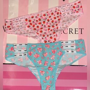 2 Victoria’s Secret pink Cotton Strappy Cheekster panties bundle PINK Panties